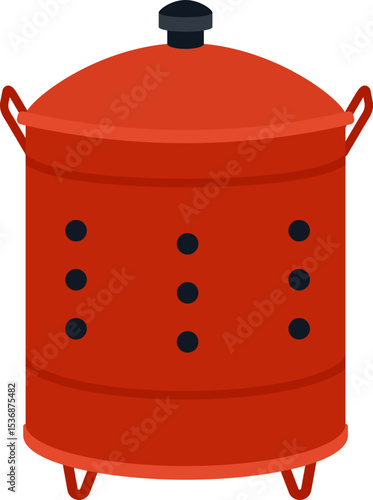 Red Chinese Joss Paper Burning Bin Flat Vector.
Traditional Incinerator Bin for Ancestor Worship.
Joss Paper Burner Flat Illustration isolated.
Chinese Festival Icon.
Transparent background. SVG file.