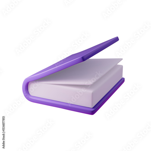 3d Purple book vector illustration, capturing knowledge and education. Perfect for e-learning, publishing, and academic themes. Colorful, modern design ideal for digital projects and print.