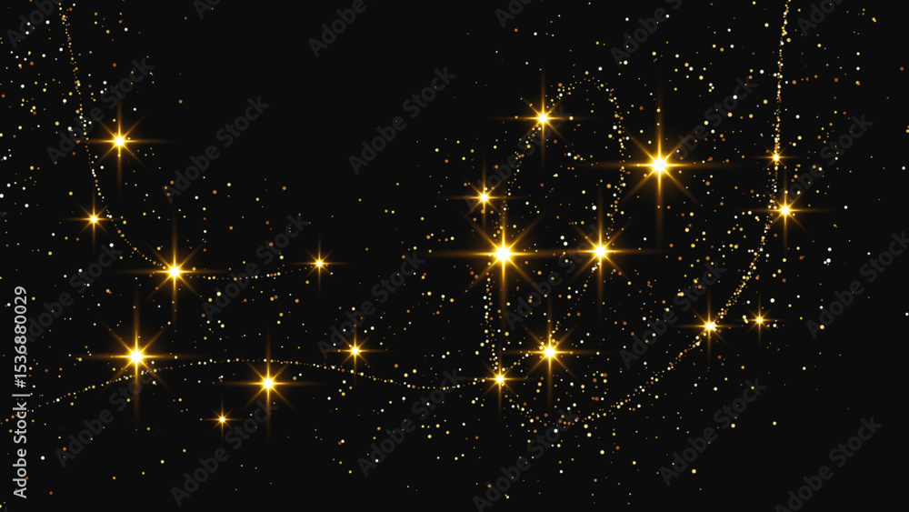 Obraz premium Gold glittering confetti wave and stardust