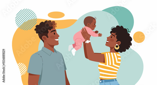 Joyful African American Family Celebrating Baby's First Moments Together