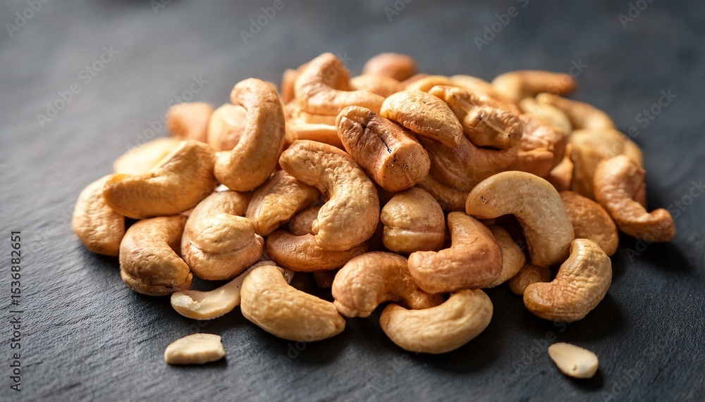 Fototapeta premium roasted cashew nuts pile healthy snack food delicious flavor and nutritional benefits source of protein and fiber