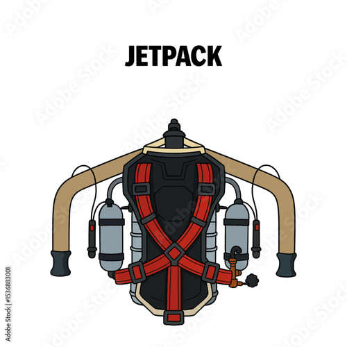 Retro-Futuristic Jetpack with Harness and Fuel Tanks
