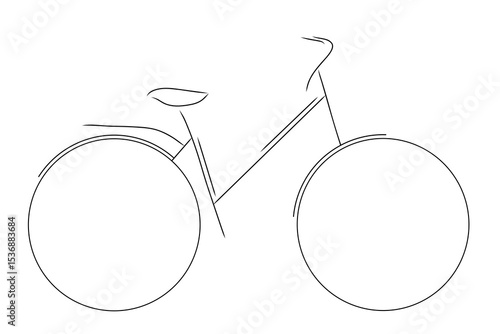 Abstract line art illustration of bicycle isolated on white background