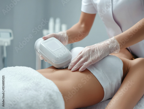 Laser lipo session for fat sculpting and contouring with advanced technology in a professional setting