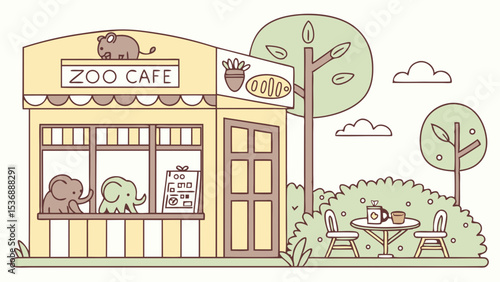 Cute Zoo Cafe with Outdoor Seating Area.