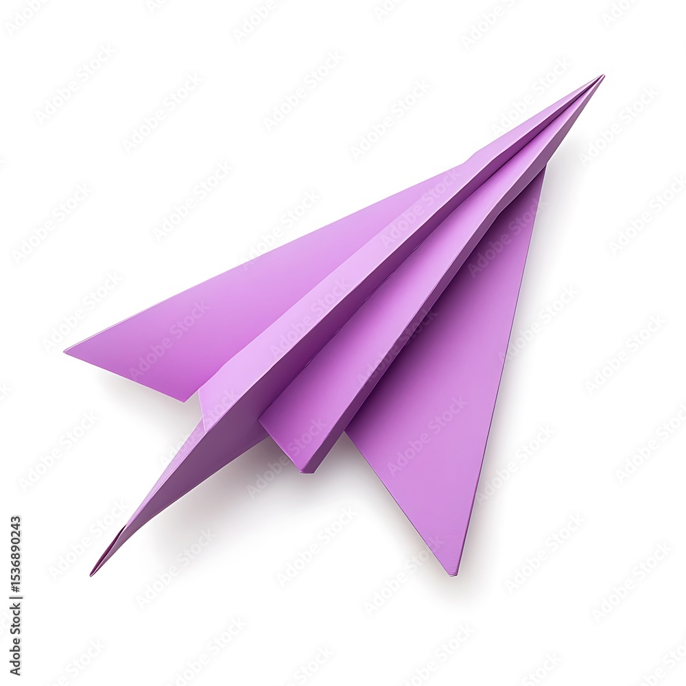 Fototapeta premium Purple Paper plane isolated on white background.