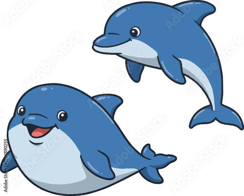 dolphin colorful swiming vector design