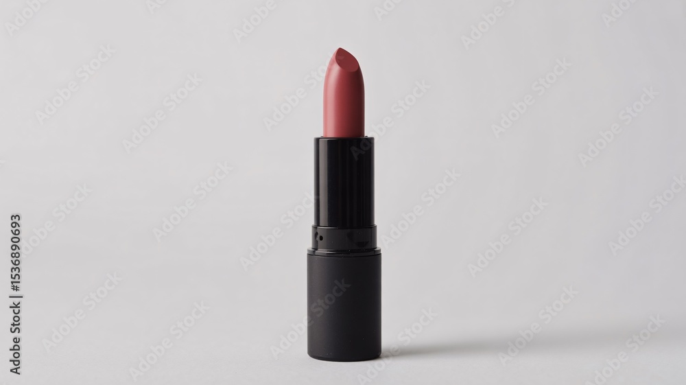 Elegant Mauve Lipstick in Black Tube on White Background Perfect for Makeup Beauty and Cosmetic Product Advertisement Elegant Mauve Lipstick in Black Tube on White Background Perfect for Makeup Beauty and Cosmetic Product Advertisement