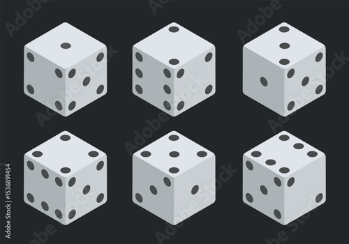 White dice. Vector 3d dice isolated on white background. Vector set