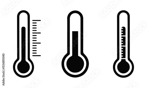 Thermometer and Temperature Icons Set - Health and Measurement.