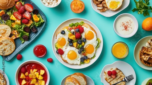 Wallpaper Mural Colorful breakfast spread Torontodigital.ca