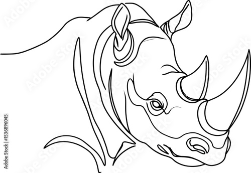 rhino head minimalist line art illustration