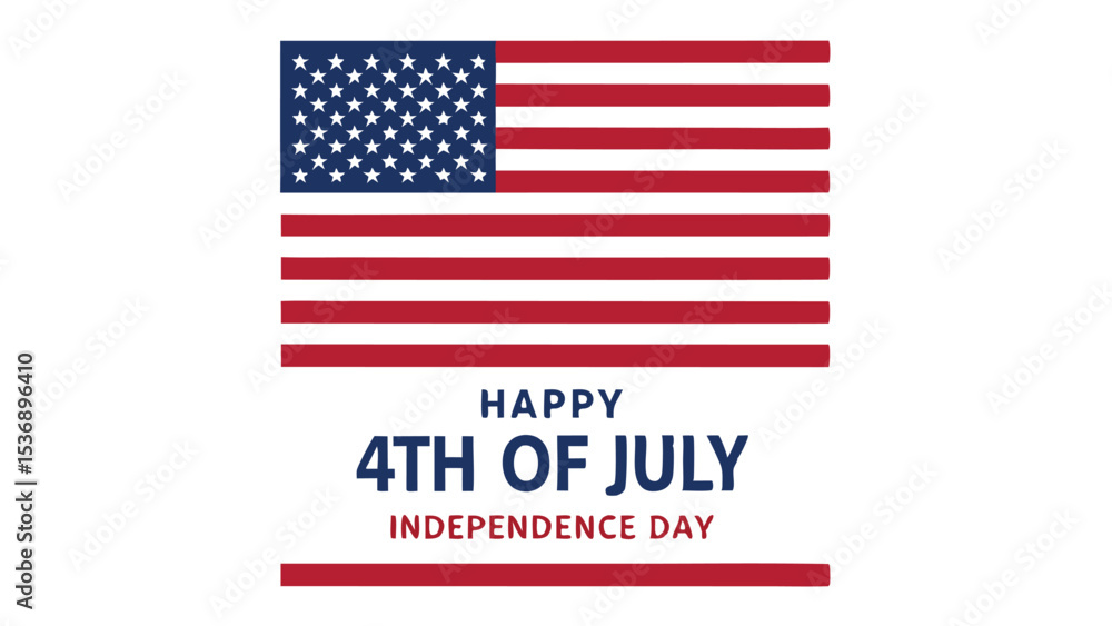 Illustration of the american flag with happy th of july and independence day text on a white background Illustration of the american flag with happy th of july and independence day text on a white background