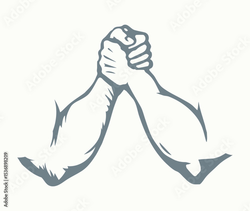 Hand wrestling contest. Vector drawing