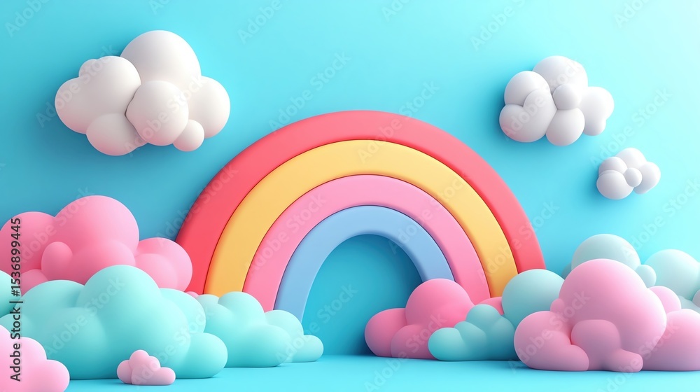 Colorful rainbow and clouds in a playful design. Colorful rainbow and clouds in a playful design.