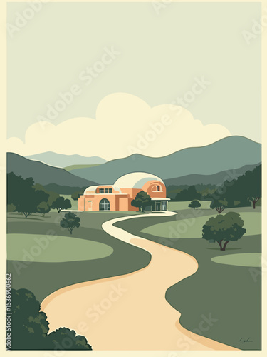 Ontario, California — Convention Center, Regional Park, Mills in center grey, park green, mill brown, and cream