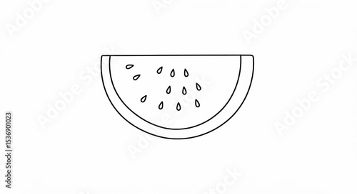 Simple outline illustration of a watermelon slice, black lines only, white background.