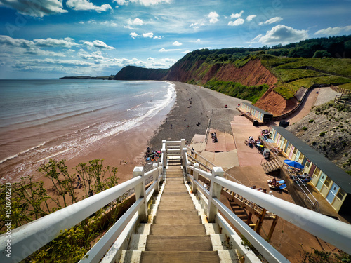 Tableau sur toile View of Sidmouth beach from Jacob's Ladder