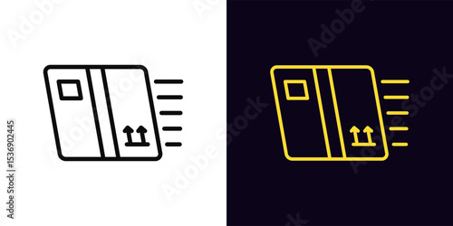 Outline box delivery icon, with editable stroke. Cargo delivery icon, express box shipment. Fast delivery service, express courier, fast order shipping, cargo logistic, urgent parcel send. Vector icon