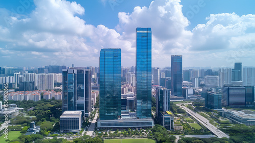 City Skyline under Blue Sky with White Clouds