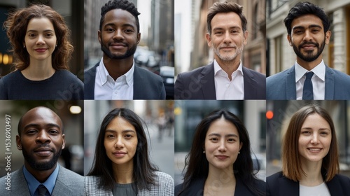 Diverse people portraits in urban setting