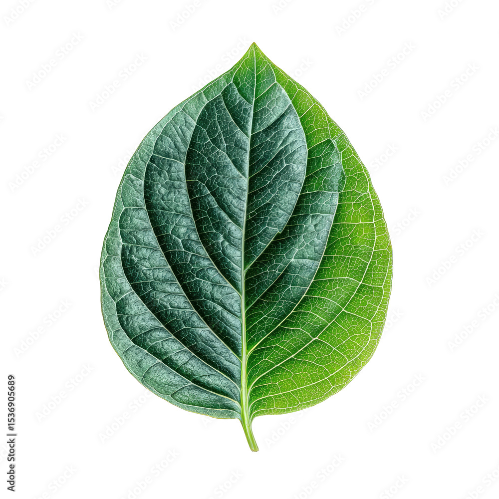 Obraz premium Detailed Green Leaf with Visible Veins Isolated on Transparent Background for Design