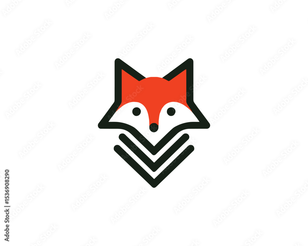 Obraz premium Fox logo design in minimal vector style
