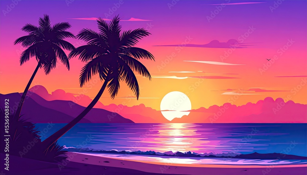 Obraz premium Tropical sunset beach scene (3)