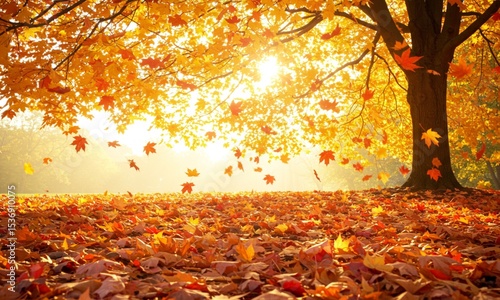 autumn leaves on the tree
