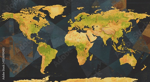 World Map Abstract Geometric Design