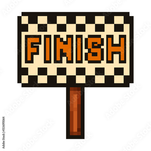 Vector illustration of finish sign with checkered pattern.