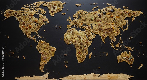 A World Map Crafted from Insects and Seeds