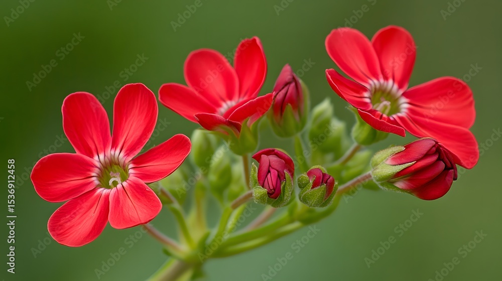 Naklejka premium Vibrant Red Kalanchoe Blossoms Closeup Photography