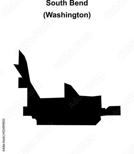 South Bend (Washington) blank outline map