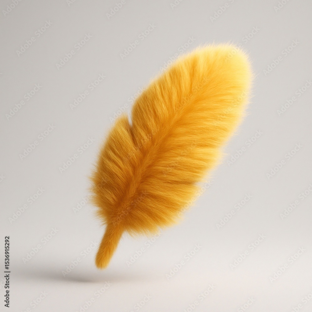 Fluffy yellow feather floating gracefully. Fluffy yellow feather floating gracefully.