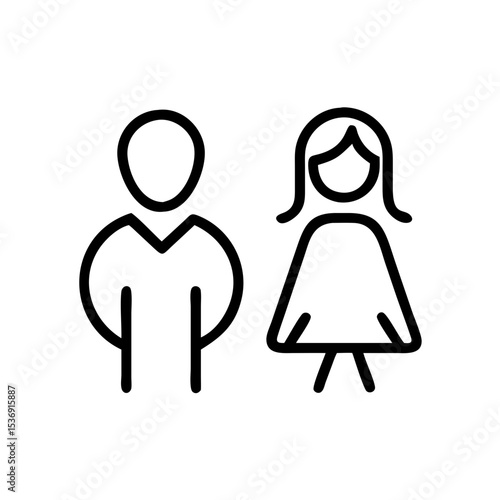 Man and woman restroom sign in a minimalist style with bold outlines and a simple, clean design