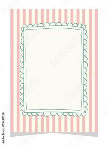 Vintage hand drawn frames with whimsical lines.  Whimsical scallop border, offering generous copy space for invitations, party signage, scrapbook pages, Vector template for poster, invitation, card.