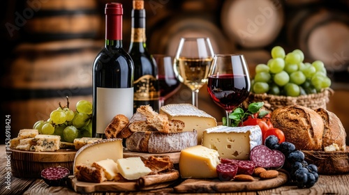 Gourmet cheese and wine platter