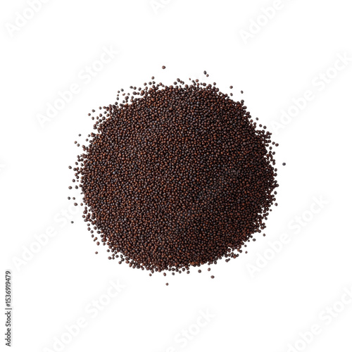 Heap of Brown Mustard Seeds on Black Background