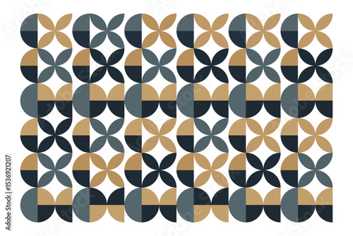Retro geometric flower pattern vector with vintage color scheme and seamless symmetry perfect for textiles wallpapers and branding backgrounds Fully editable | Fully manually created | EPS Pro