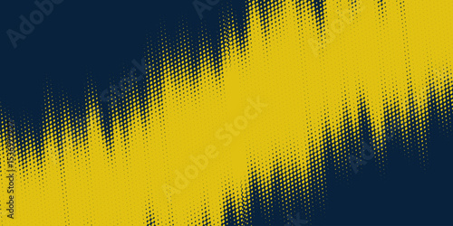 Vector halftone background of blue and yellow colors, abstract raster monochrome printing.