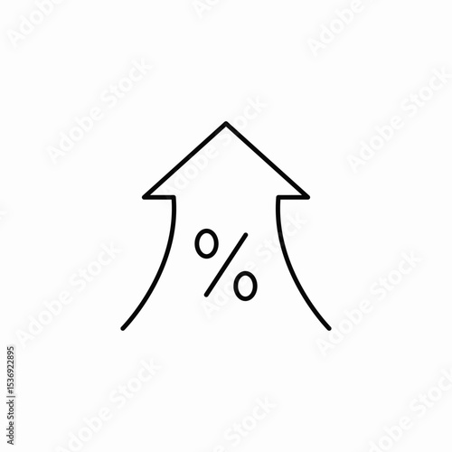 percent rise icon sign vector