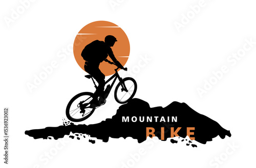 Mountain bike outdoor sport, logo design illustration