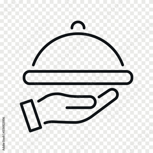 Serving food line icon, dinner and hotel services