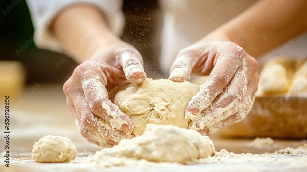 Fototapeta premium Hands kneading dough