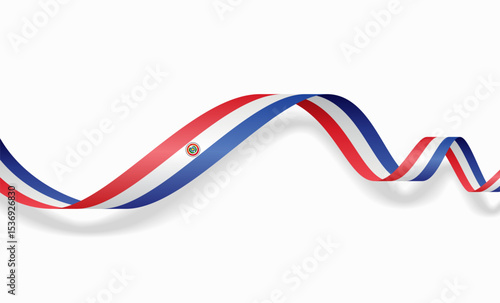 Paraguayan flag wavy abstract background. Vector illustration.