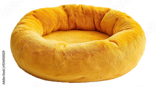 Cozy bright yellow pet bed inviting pets for a comfortable nap and relaxation amid a cheerful and warm atmosphere.