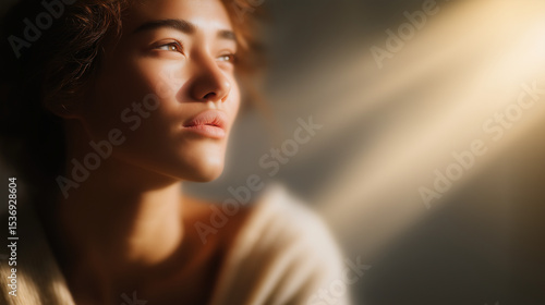 A person enjoying warm sunlight in a serene room