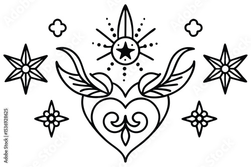 Fleur de lis floral vector design with vintage scroll ornament and elegant black silhouette