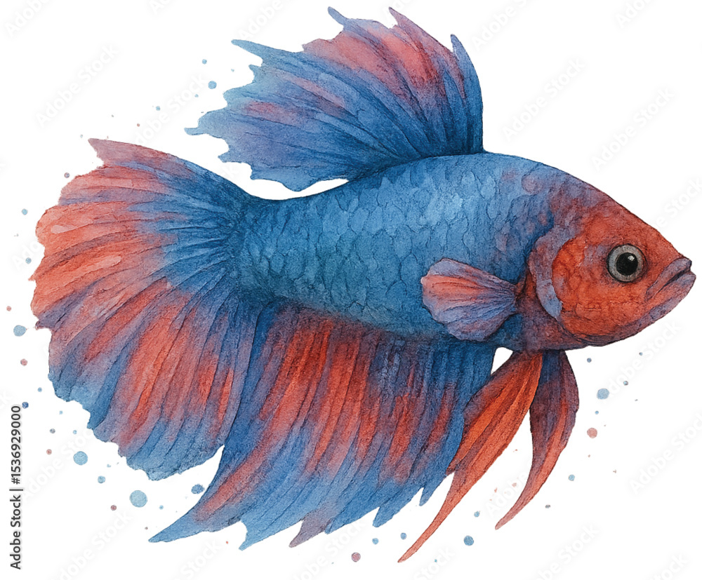 Fototapeta premium betta_fish_watercolor_fighting_fish